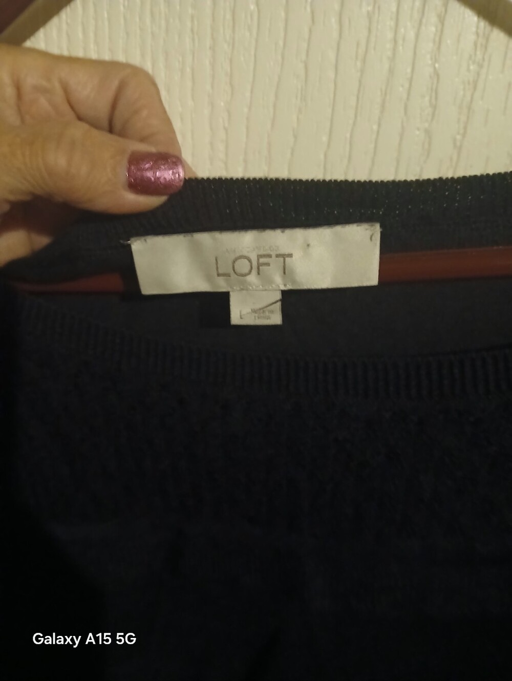 LOFT Navy Textured Crewneck Sweater